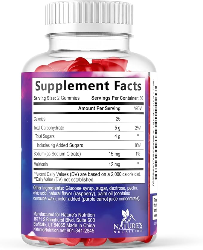 Melatonin Sleep Gummies - 12mg Per Serving - Extra Strength Sleep Support Melatonin Gummy for Adults - Vegan Sleeping Gummy Supplement to Support Restful Sleep - Tasty Berry Flavor - 60 Gummies