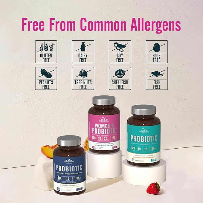 Women's Probiotic, 120 Billion & 32 Strains with Cranberry, Prebiotics & Digestive Enzymes, Gut, Vaginal & Urinary Tract Support, 30 Delayed Release Capsules