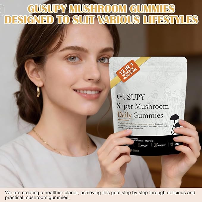 Lions Mane Mushroom Supplement Gummies: Daily Mushroom Supplements Gummy for Memory & Focus,12-Mushroom Blend with Cordyceps,Reishi,Chaga,Herbal Brain Supplement for Cognitive,60 Gummies