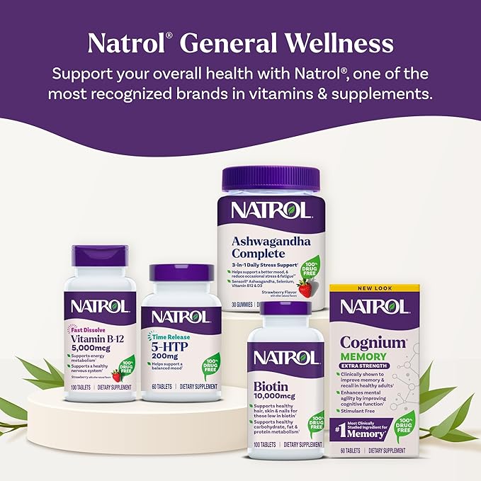Natrol Beauty Biotin 10,000mcg Vitamins for Beauty, 100 Tablets, 100 Day Supply