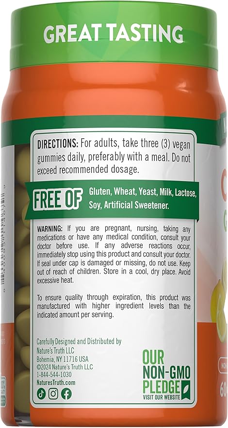 Nature's Truth Vitamin C Gummies with Zinc for Adults | 60 count | Immune Support | Vegan, Non GMO & Gluten Free Supplement