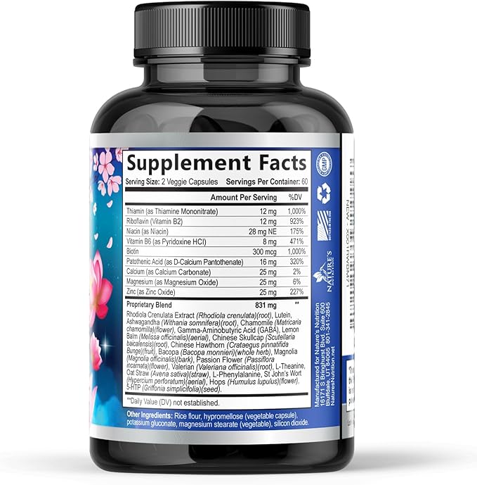 Stress Support Supplement - Extra Strength Ashwagandha, GABA, Magnesium, L-Theanine for Relief - Supports Mood & Focus - Naturally Calm, Unwind & Relax - Eases Tension & Nervousness - 120 Capsules