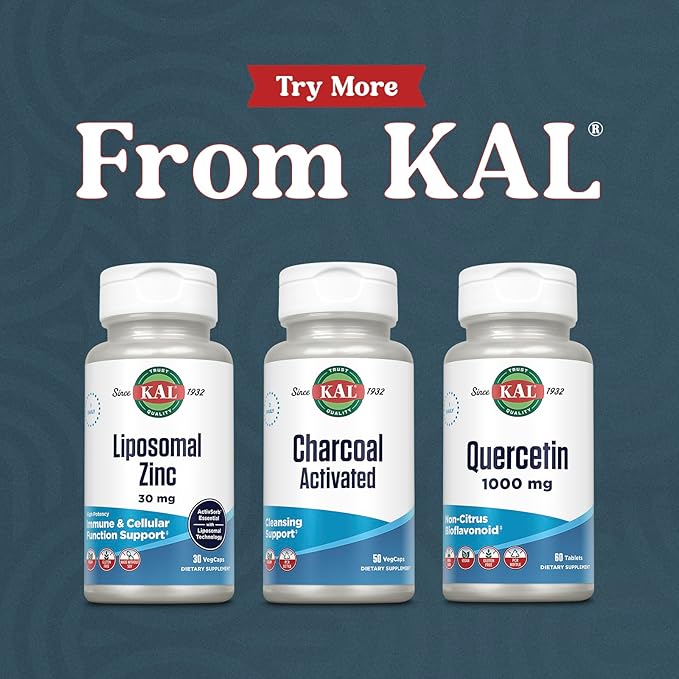 KAL Activated Charcoal Capsules, Cleansing Support, 500 mg Preferred Non-GMO Coconut-Shell Detox Formula, Vegan and Lab Verified, 25 Servings, 50 VegCaps
