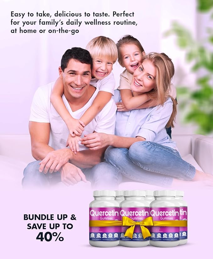 Quercetin Gummies by BioVitalica - Quercetin with Bromelain Vitamin C and Zinc & Elderberry + Vitamin D3-5 in 1 Immune Support - Zinc Quercetin 750 mg for Kids and Adults (1)