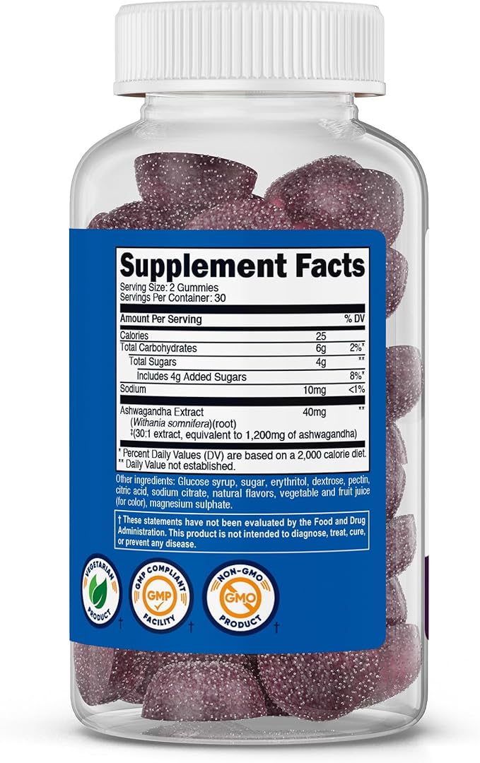 Nutricost Ashwagandha Extract Gummies (Mixed Berry) 60 Gummies for 30 Servings Per Bottle - Vegetarian, GMO Free and Gluten Free
