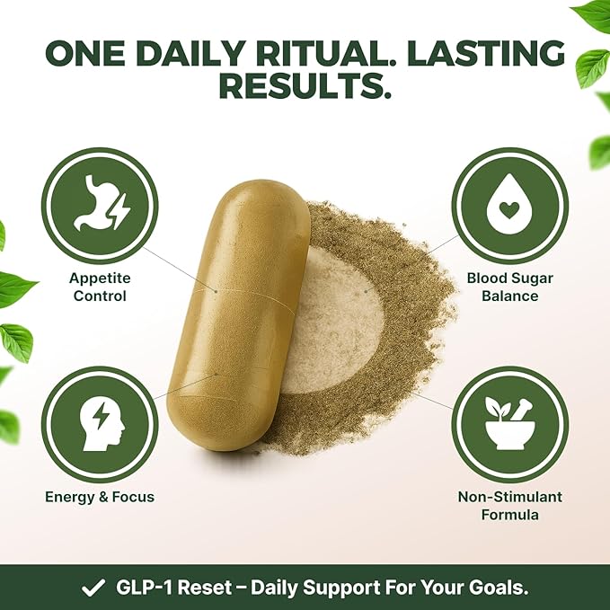 Serene Herbs GLP-1 Supplement for Women & Men - Metabolic Reset, Hunger Support with Berberine, InnoSlim, Actiponin - Natural GLP1 Booster to Support Appetite, Gut & Digestion - Vegan - 60 Capsules
