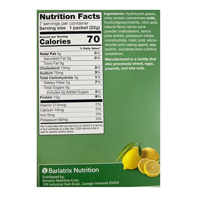 Proti Fit - High Protein Fruit Flavored Powder Drink Mix, Low Calorie, Sugar Free, Appetite Suppressant, 7 Servings Per Box (Lemon)