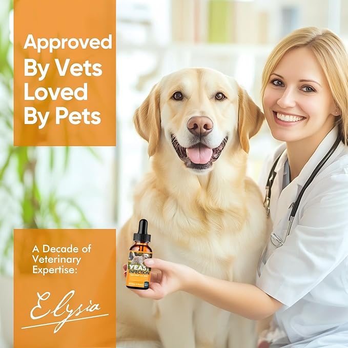 Yeast Infection Treatment for Dogs, 60 ml Dog Yeast Care Drops Ear Support Formula, Relief for Itchy Skin, Ear Infections, Liquid Drops for Dogs & Cats