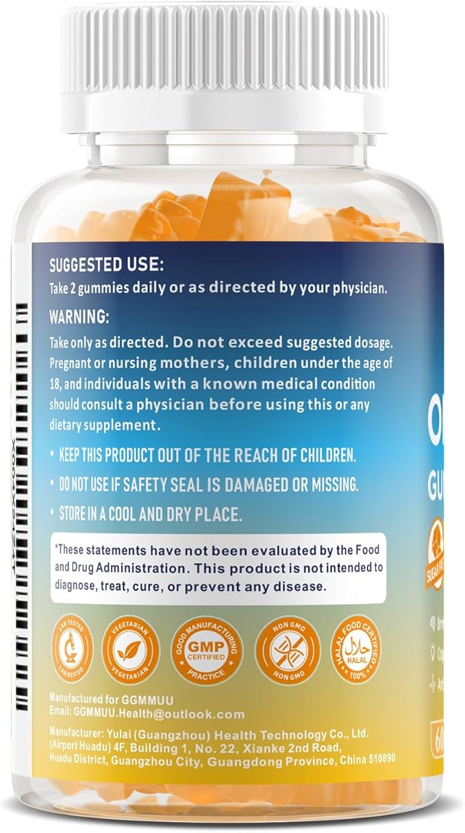 Vegan Omega 3 Gummies 1000MG Algal Oil Omega 3 Supplement for Adults with Algae DHA 600mg & EPA 300mg Fish Oil Alternative - for Eye & Immune Health, No Fish Taste, Orange Flavor, 60 Count