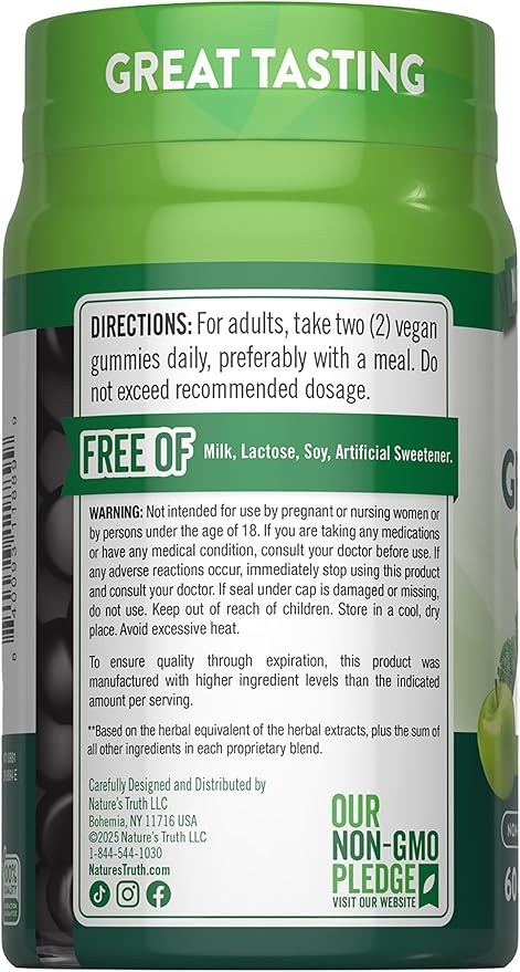 Nature's Truth Super Greens Gummies | 60 Count | Vegan, Non-GMO & Gluten Free | Made with Real Greens | Apple Flavor