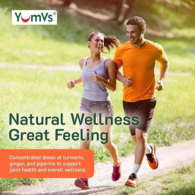 YumV's Turmeric Gummies with Ginger and Piperine - Peach Flavored Gluten Free Vegetarian Turmeric Ginger Supplement with Black Pepper 60 Count (Pack of 2)