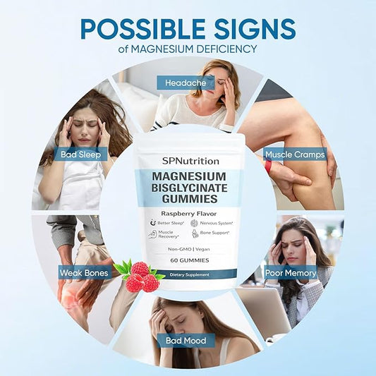 Spnutrition Magnesium Bisglycinate Gummies – Chelated Magnesium Supplement, Promotes Muscle & Nerve Function, Relaxation & Everyday Wellness – 60 Raspberry Gummies (1)