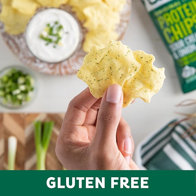 Quest Nutrition Sour Cream & Onion Protein Chips, 19g Protein, 4g Net Carbs, Low Carb, Gluten Free, 1.1 oz, 4 count