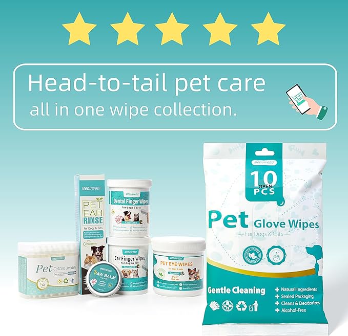 Eyes Wipes for Dogs & Cats 120 Counts, Grooming Kit Care for Dogs and Cats, Prevent Tear Stains, Eye Debris, Discharge, Mucus Secretions,Coconut Scent