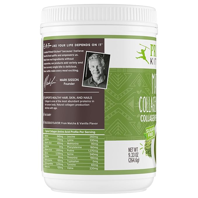Primal Kitchen Matcha Collagen Keto Latte Powder, Sugar-Free Collagen Peptides, 9.33 Ounces