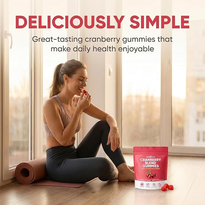 avaRoot Cranberry Blend Gummies - Women's Balanced pH, Cranberry & Probiotic Formula with Vitamin C for Women’s Wellness & Urinary Tract Support - 60 Gummies