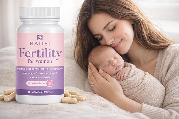 Natifi (2 Bottles Fertility Prenatal Vitamins Regulate Cycles Balance Hormones, Aid Ovulation. Conception Multivitamin for Women. 60 Caps Folic Acid, Myo Inositol, Vitex