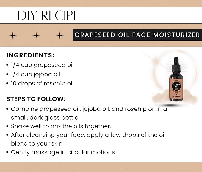 Earth N Pure Grapeseed Oil Cold Pressed, Natural and Therapeutic Grade 15 ML