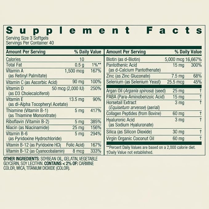 Spring Valley Extra Strength Hair, Skin & Nails Dietry Supplement 120ct 5000 mcg