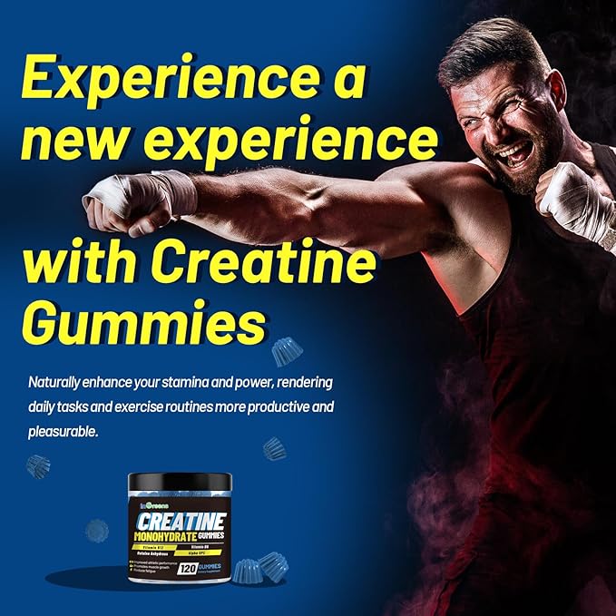 inGreens Creatine Monohydrate Gummies 6g per Serving, Sugar Free Creatine Supplements for Men & Women, Chewable Creatine for Muscle Growth, Strength, Energy & Recovery, Gluten Free, 120 Count