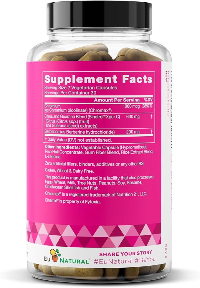 Metabolism for Her - Appetite & Metabolism Support for Women - Curb Cravings, Reduce Caloric Intake & Promote Feelings of Fullness - Berberine, Chromium Picolinate & Guarana - 60 Veg Capsules