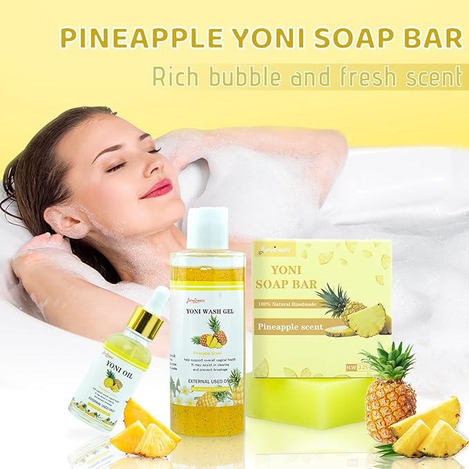 Yoni Wash Yoni Oil Yoni Soap bar, Feminine Wash for Women ph Balance, Intimate wash for Women Remove Odor, Pineapple Scent