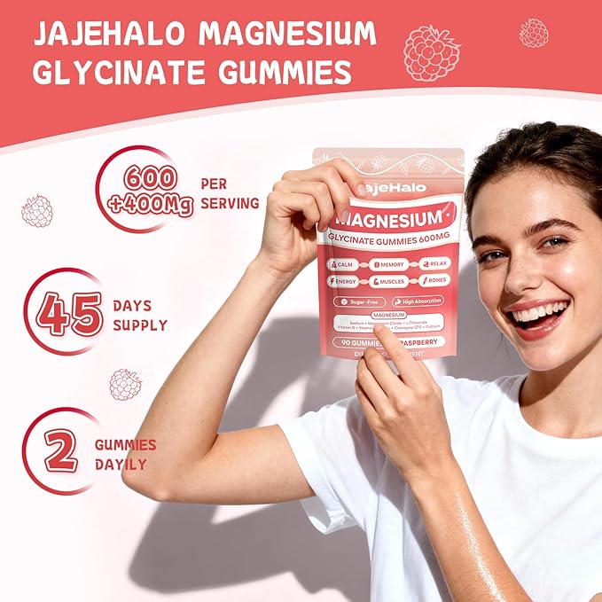 Magnesium Glycinate Gummies 400mg High Absorption Calm Magnesium Complex Gummies with Citrate L-Threonate 600mg Coq10, Vitamin D3 & B6-Sugar Free,Focus, Energy Balance,and Muscle Function 90