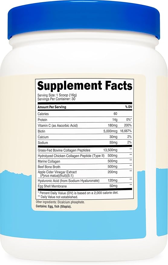 Nutricost Multi Collagen Protein Complex (Unflavored, 30 Servings) - Supplement with Biotin, Hyaluronic Acid, and Collagen Peptides