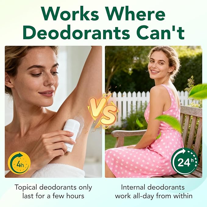 Body Deodorizing Supplement, (120 Capsules) Chlorophyll Capsules for Body Odor, Fresh Breath, Natural Odor Control Chlorophyll Pills for Men & Women,Vegan