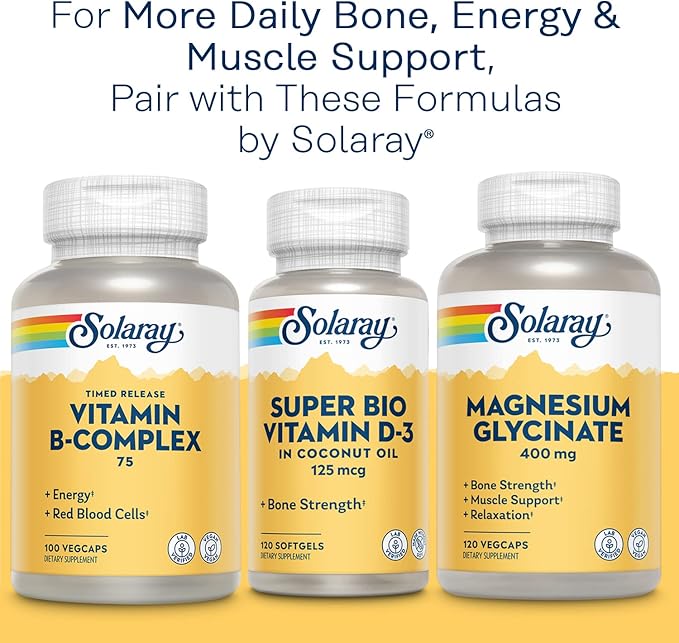 SOLARAY Calcium Magnesium Citrate w/Vitamin D3 K2 - Calcium Supplements for Women and Men - Bone and Heart Health Support - Cal Mag 2:1 Ratio, Plus Vitamin D 3 and K2, 60-Day Guarantee, 30 Servings