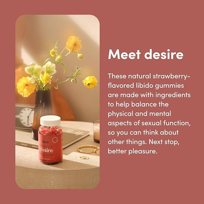 Hers Desire Libido Supplement Gummies - Vegan, Gluten Free, no Artificial Flavors - 60 Count