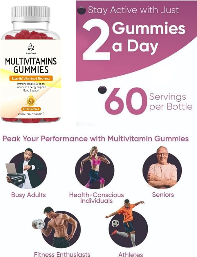 Sugar Free Multi-Vitamin Gummies for Women & Men, Daily Multivitamin/Multimineral Supplement with Vitamin A C D E B6 B12,Folic Acid,Pantothenic Acid,Biotin,Inositol,Iodine,Zinc