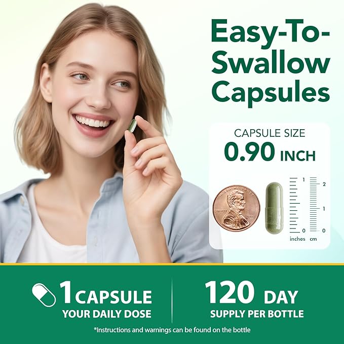 Chlorophyll Capsules, Chlorophyll Body Deodorizing Supplement, Body Odor Eliminator, Fresh Breath, Supports Immunity and Digestion, Men & Women, 120 Caps.