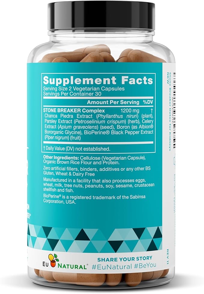 Chanca Piedra Stone Breaker - The Original Stone Breaking Formula with Celery Seed & Parsley - Supports Kidney, Gallbladder & Urinary Tract Cleansing to Help Flush Impurities - 60 Vegetarian Capsules