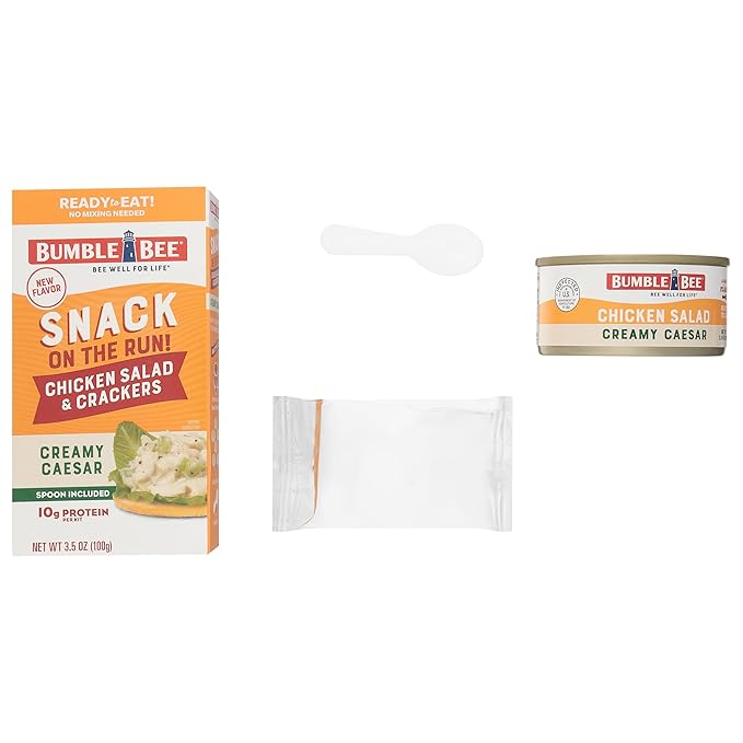 Bumble Bee Snack On The Run Creamy Caesar Chicken Salad with Crackers Kit - Ready to Eat Protein Snack Pack - 10g Protein per Box (Pack of 2)