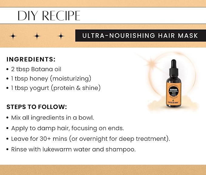 Earth N Pure Batana Oil 100% Natural and Therapeutic Grade for Hair Growth and Healthy Skin 100 ML