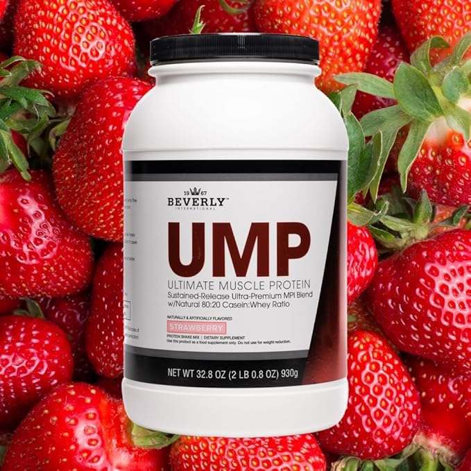 Beverly International UMP Protein Powder, Strawberry. Unique Whey-Casein Ratio Builds Lean Muscle. Easy to Digest. No Bloat. (32.8 oz) 2lb .8 oz