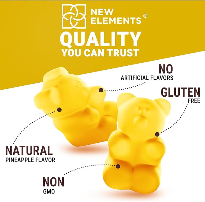 New Elements Vitamin D3 K2 Gummies 10000 IU with Calcium 100mg - VIT D3 for Adults - Mk7 Vitamin K2 100mcg - Vitamin D Supplement for Men & Women - Vegan Gluten Free Non-GMO