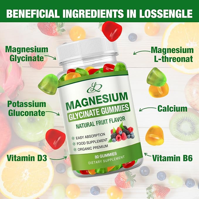 Magnesium Glycinate Gummies for Adults and Kids 600mg, High Absorption Potassium Magnesium Supplement for Sleep, Magnesium L-Threonate, 160 Count