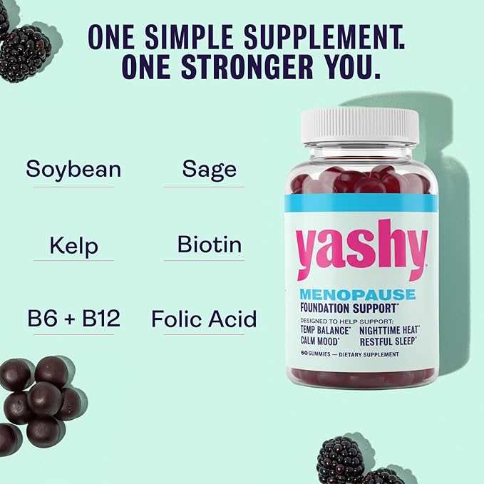 Gummies for Menopause | Hormone-Free Supplements for Women | Clinically Backed | 30 Servings | Helps Alleviate Hot Flashes, Night Sweats, & Mood Swings | Supports Libido | BlackBerry Flavor