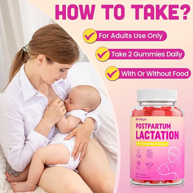 Lactation Supplement - Postpartum Lactation Support Gummies, with Milk Thistle, Moringa & Postnatal Vitamins, As Milk Supply Booster, Supports Mood, Breastfeeding & Postpartum Recovery - 30 Day Supply