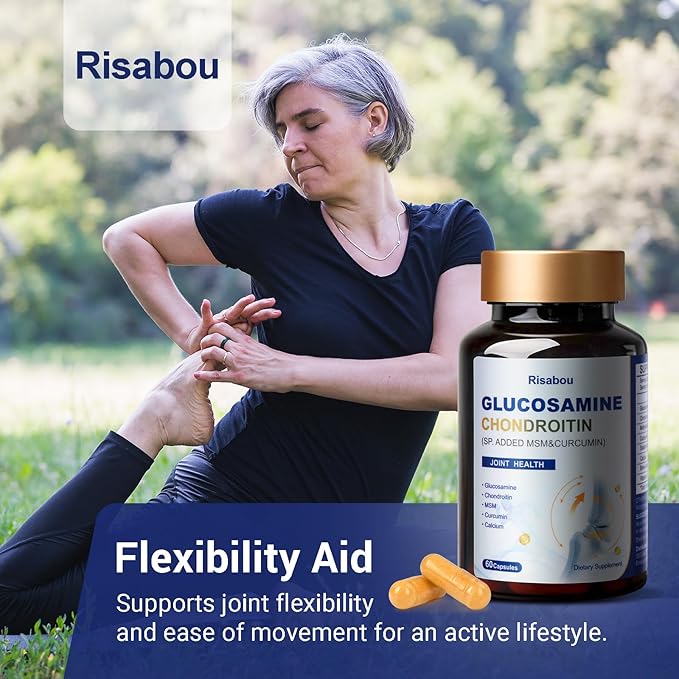 120 Capsules Glucosamine Chondroitin with Methylsulfonylmethane (MSM), Joint Support Supplement for Women & Men, Non-GMO