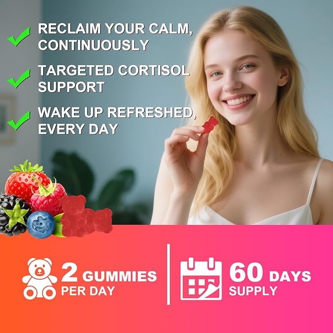 Cortisol Supplements for Women & Men, 13 in 1 Cortisol Detox, Cortisol Manager Reducer with Ashwagandha, Magnesium, L-Theanine, Cortisol Balance Gummies-Hormone Balance, Focus, Calm, zzZ, 120 Cts