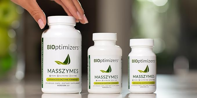 BiOptimizers MassZymes - Complete Digestive Enzymes Supplement for Gut Health - Bloating Relief for Men and Women - Lipase Amylase Bromelain Digestive Enzymes (250 Capsules)