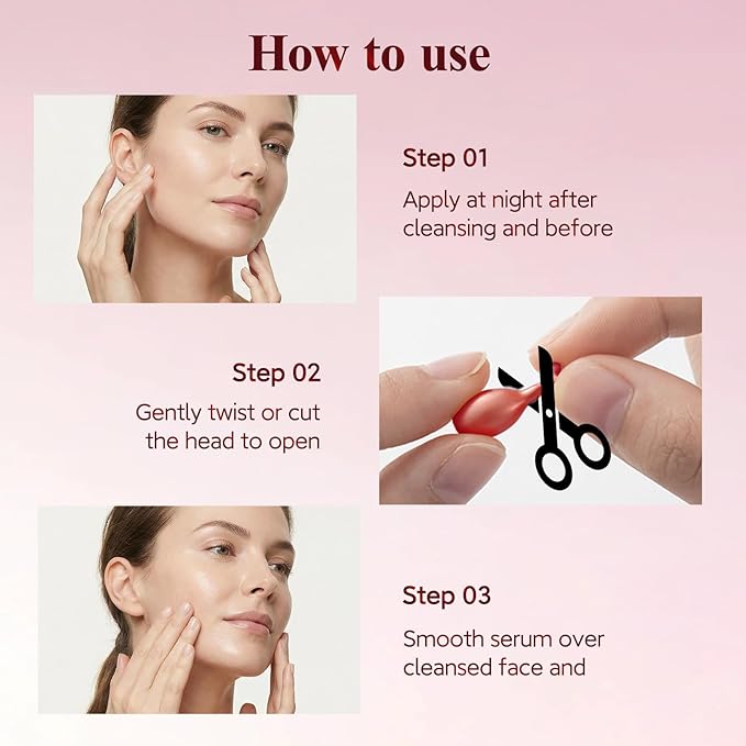 HKH Peptide Serum Capsules for Face: 48 Caps Anti-Aging & Firming Skin with Astaxanthin and Niacinamide - Antioxidant Serum for Smoothing Fine Lines - Even Tone for 30+ Women - Travel-Friendly