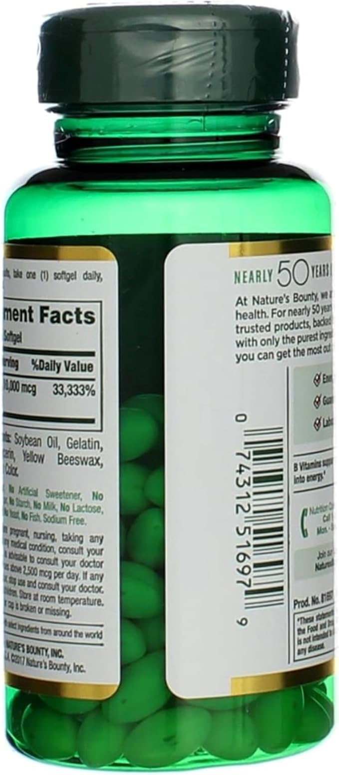 Nature's Bounty Biotin 10000 mcg, Supports Healthy Hair, Skin and Nails- Rapid Release Softgels- 120 Ct.,