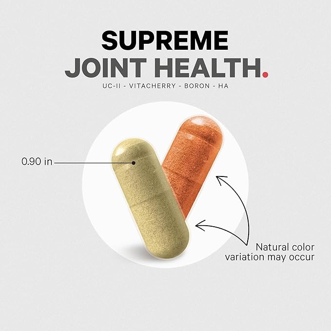 Codeage Supreme Joint Health, UC-II Collagen Capsules Type II, VitaCherry Sport Cherries, Boron, Calcium Fructoborate, Hyaluronic Acid, Turmeric, Bromelain & Boswellia Supplement, Non-GMO, 60 Count