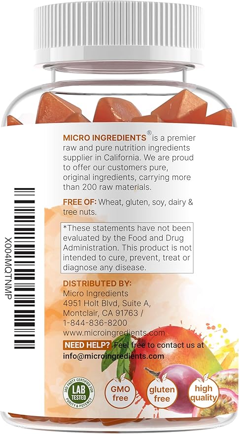 Micro Ingredients KSM-66 Ashwagandha Gummies, 120 Count | Sugar Free Mango Passion Fruit Flavor | Potent Root Extract | Stress, Relaxation, & Sleep Support* | Non-GMO