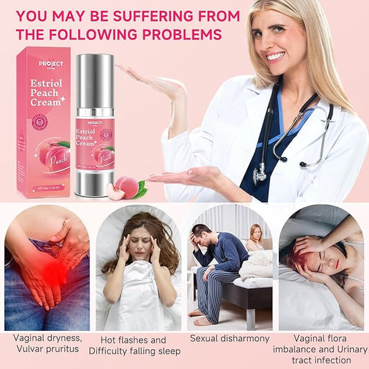 Silky Peach Cream for Women, Vaginal Estrogen Cream for Women Hormone Balance, Relief Menopause Vaginal Dryness & Vaginal Itching (1 fl.oz)