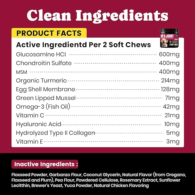 Glucosamine for Dogs - Hip and Joint Supplement Chews for Senior & Large Breed, Joint Supplement for Dogs with Chondroitin, Wuffe Joint Chews for Pain Relief - 60-Day Satisfaction Guarantee - 180 Ct